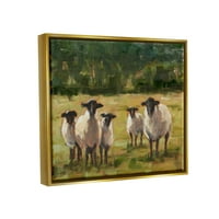 תעשיות סטופל צאן של משפחת כבשים ציור קיר בד צף ממוסגר זהב מתכתי, 16 על 20