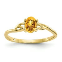 זהב ראשוני קראט צהוב זהב צהוב מלוטש ג'ניון כחול טופז טבעת אבן לידה