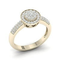 1 2CT TDW Diamond 10K טבעת אירוסין זהב צהוב עגול הילה