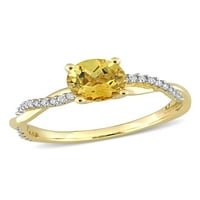 CARAT T.G.W. Citrine and Carat T.W. יהלום 14KT טבעת אירוסין של מעבר זהב צהוב