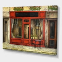 חזית אדומה של חנות מקסימה ברחוב פריז אני מציירת הדפס אמנות בד