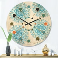 עיצוב עיצוב 'רטרו גיאומטרי מעגלי בכחול' שעון קיר עץ מודרני של אמצע המאה