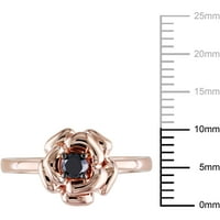 קראט T.W. טבעת פרחי כסף סטרלינג סטרלינג עם ציפוי ורוד ורוד שחור