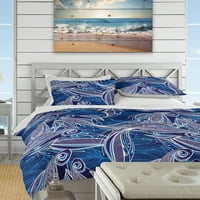 סט עיצוב 'דפוס כחול עם דגים פנטסטיים' סט כיסוי שמיכה ימי וחוף