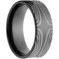 טבעת זירקוניום שחורה שטוחה עם דפוס מוקום בלייזר