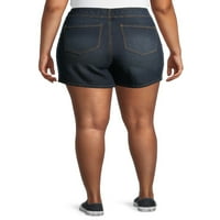 ג'ינס נשים פלוס גודל מושך מכנסיים קצרים