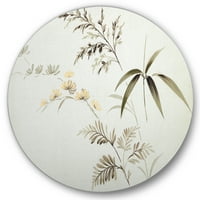 עיצוב 'ציור רטרו מופשט של פרחים III' מעגל וינטג 'אמנות קיר מתכת - דיסק של 29