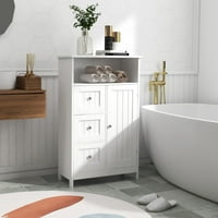 ארון אחסון אמבטיה של AUKFA עם מגירות ודלת -לבן