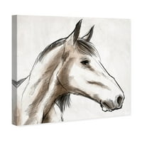 וינווד סטודיו בעלי חיים קיר אמנות בד הדפסי 'סוס סקיצה אני' חיות משק-חום, לבן