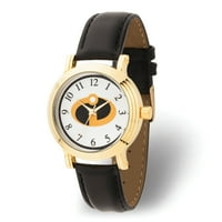 שעון סגסוגת וינטג 'זהב של נשים, רצועת עור שחורה