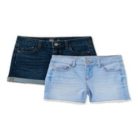 בנות פלא של נערות מגלגלות שרוול ג'ינס ג'ין מכנסיים קצרים, 2 חבילה, גדלים 5- & Plus