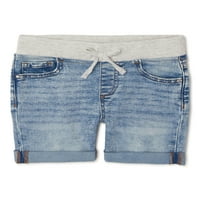 נערות פלא נערות סרוגות מותניים ג'ינס ברמודה מכנסיים קצרים, גדלים 4- & Plus