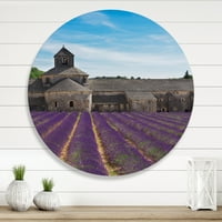 Designart 'Abbey עם שדה לבנדר בצרפת' מעגל חווה מעגל קיר מתכת - דיסק של 11
