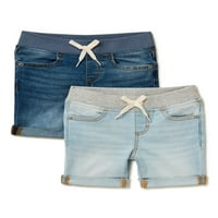 נערות פלא נערות מכנסיים קצרים של ג'ינס ברמודה, 2 חבילה, גדלים 4- & פלוס