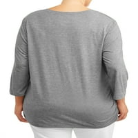 חולצת טריקו של צווארון v שרוול פלוס פלוס נשים