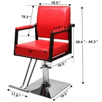 כיסא ספר, עור ספוג מתכוונן יופי סלון כיסא, שיער סלון הידראולי ספרות עבור מספרות חנות, אדום