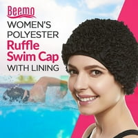 כובע רחצה לשחייה לנשים של Beemo טורבן - פוליאסטר מאוחרת כובע מקלחת פרוע, לבן