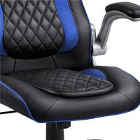 כיסא משרד מירוצים ארגונומי עור סמילמארט, כחול