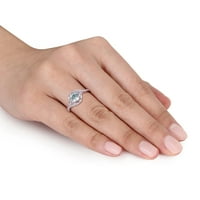 טבעת אירוסין מערבולת זהב לבן 10 קראט מיבלה נשים אקוומרין & טופז קראט יהלום 10 קראט