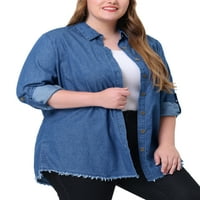 מציאות ייחודיות לנשים פלוס גודל כפתור צ'אמברי למטה חולצות ג'ינס חולצות
