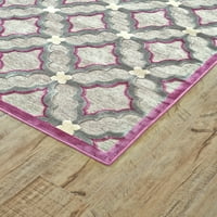 שטיח שטיח פרחוני עכשווי של סאגיו, סגול פוקסיה אפור כסף, 7ft-6in 10ft-6in