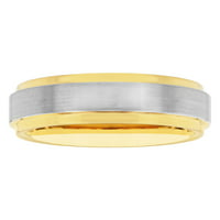 טבעת נישואין סאטן של סאטן סאטן קצה סאטן דו -גוני של שני גברים - להקת חתונה