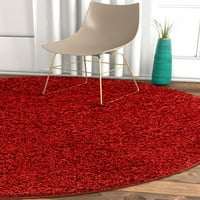 טוב ארוג מדיסון שאג רגיל מודרני אדום מוצק 7'10 שטיח שטח עבה עגול