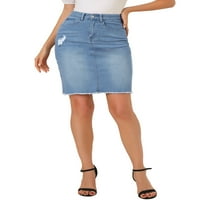 מציאות ייחודיות המותניים הגבוהות של נשים קרועו שוטפות ג'ינס חצאית ג'ינס