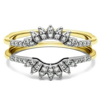 ז'קט טבעת נישואין מתאר של טוויובירש בכסף סטרלינג עם יהלומים