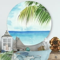 DesignArt 'Palm Beach Resort at Sunrise III' ימי וחוף מעגל קיר קיר מתכת - דיסק של 23