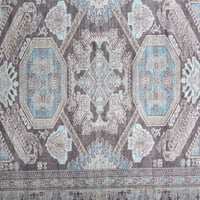 שטיח אזור מדליון גיאומטרי של פרסקוט וינטג ', טורקיז אפור, 9ft-2in 12ft