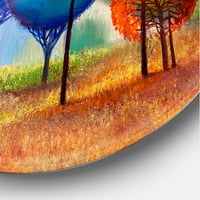 עיצוב עיצוב 'עצים צבעוניים ABRATCE רושם III' אמנות קיר מתכת מעגל מסורתית - דיסק של 23