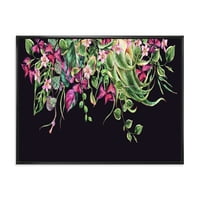 עיצוב 'עלים טרופיים פרחוניים על רקע שחור' בית חווה ממוסגר קיר קיר אמנות הדפס