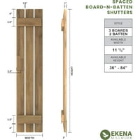 עבודת טחנה של Ekena 1 2 W 39 H Amerraft שלוש לוח חיצוני חיצוני ריאלי מרווח עץ מרווחים-N-Batten תריסים,