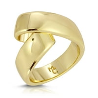 מישל קמפבל תכשיטים טבעת XO של נשים, פליז עם שכבת זהב צהובה של 14 קראט, גודל 7