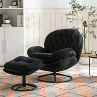 כיסא מבטא מסתובב של Aukfa עם כיסא קריאה של קטיף קטיפה עות'מאני-עות'מאני- כיסא קריאה קטיף מודרני לחדר שינה