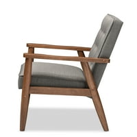 סמוע אמצע המאה רטרו מודרני אפור בד מרופד עץ טרקלין כיסא על ידי בלאמי אולפני