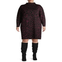Terra & Sky's Women's Plus בגודל נמר שמלת סוודר Jacquard
