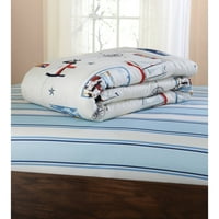 עמוד התווכות מיטת מגדלור לילדים בת 8 חלקים בשקית מתואמת מצעים, קינג-שמיכה, גיליונות, כריות, שומס וכרית