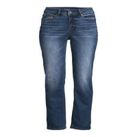 TIME ו- TRU של נשים אמצעיות אמצע ג'ינס ישרות, 29 תסרים רגילים, בגדלים 2-18