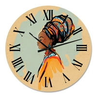 Designart 'דיוקן של אפרו אשה אמריקאית עם טורבן II' שעון קיר מודרני