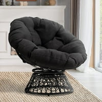 כיסא פפאסן מסגרת פלדת כרית כרית כרית צפיפות עבה רכה עם סיבוב דרגה, שחור