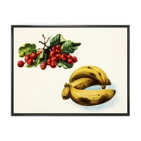 עיצוב אמנות 'אדום פירות יער ובננה' בית חווה ממוסגר בד קיר אמנות הדפסה