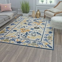 שטיחים אמריקה חנה VA30D גרדניה שנהב פרחוני זהב שטיח אזור לבן, 5'X7 '
