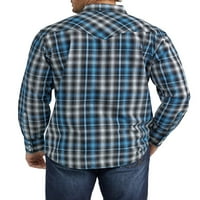 Wrangler® גברים וגברים גדולים מתאימים לחולצה מערבית של שרוול ארוך, מידות S-5xl