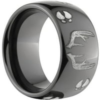 חצי עגול שחור זירקוניום טבעת עם לייזר צבי מתלה ומסלול עיצוב