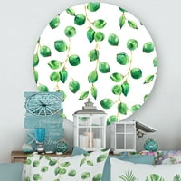 עיצוב עיצוב 'עלים ירוקים טרופיים פטרן על אמנות קיר מתכתית של מעגל טרופי - דיסק של 23