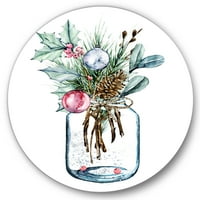 עיצוב 'זר חג מולד שמח בצנצנת שקופה' אמנות קיר מתכת מעגל מסורתית - דיסק של 23