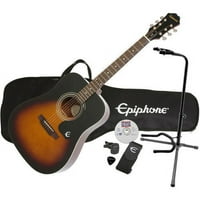 Epiphone DR- מחרוזת פלדה בלעדית גיטרה אקוסטית פלוס עם תוכנת הדרכה של Emedia ועל דוכן גיטרה XCG של הבמה