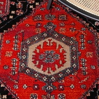 שטיח אזור מזרח חמדאן וינטג 'לאונה, שחור אדום, 8' 10 '